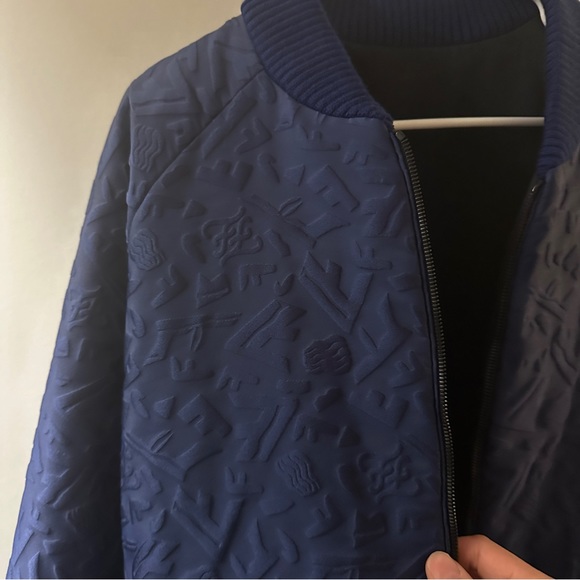 FENDI 3D FRAGMENT WOOL REVERSIBLE BOMBER JACKET FW22 (BLUE  50) - Picture 5 of 7